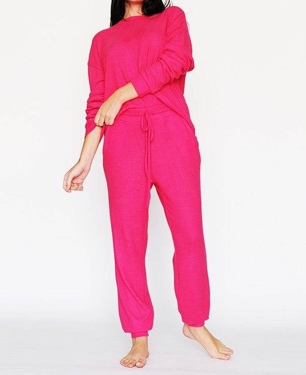 Strawberry Pink Lounge Set - Top & Joggers
