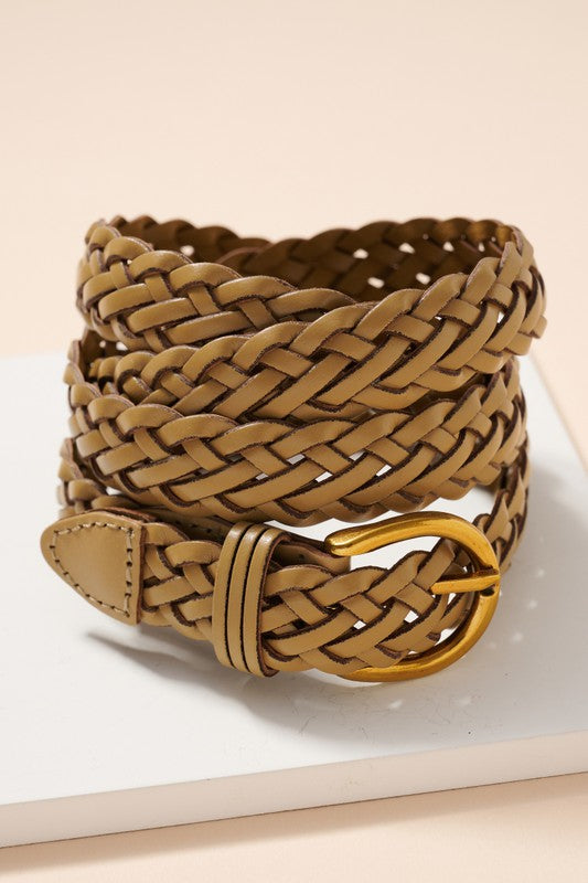  Braided Brown Leather Belt