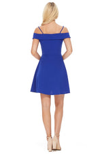 Blue Off Shoulder A Line Dress