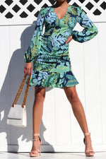 Floral Long Sleeve Ruched Dress