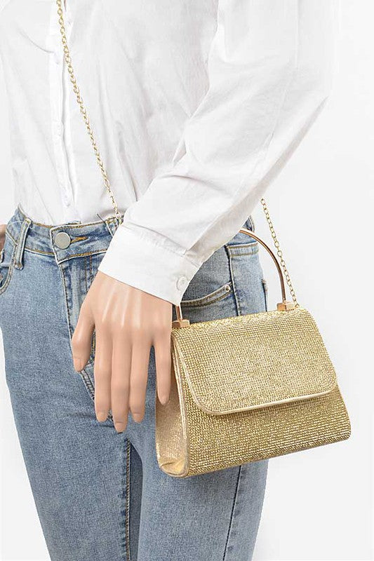 Gold Rhinestone Top Handle Bag