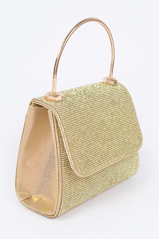 Gold Rhinestone Top Handle Bag