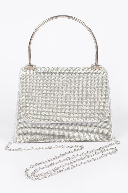 Silver Rhinestone Top Handle Bag