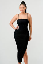 Luxe Pearl Ruched Bodycon Midi Dress