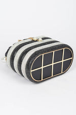 Black Rhinestone Case Pearl Handle Clutch