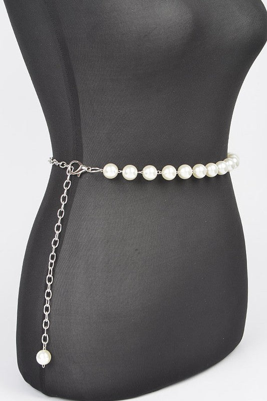 Faux Pearl Chain Belt