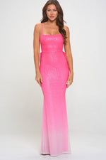 Ombre Pink Maxi Dress with Bow