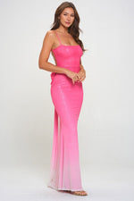 Ombre Pink Maxi Dress with Bow