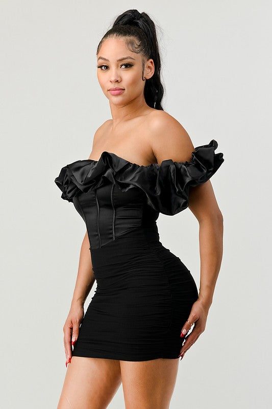 Luxe Ruffle Off Shoulder Dress