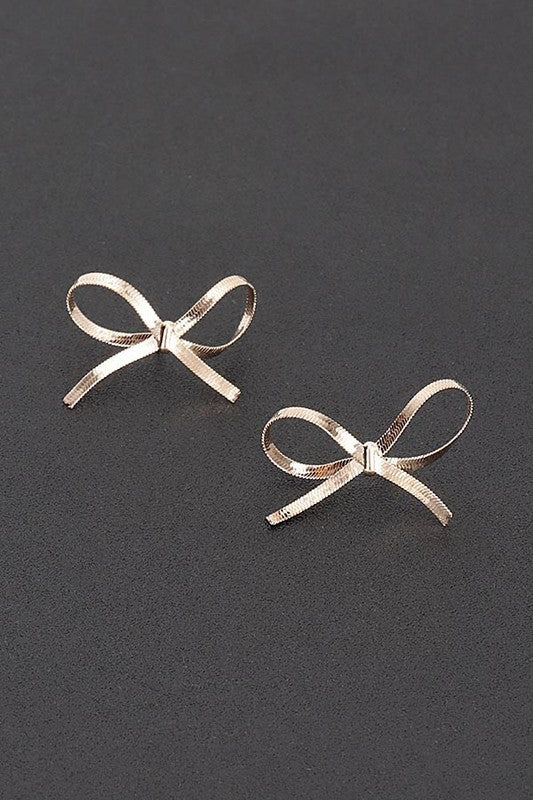 Solid Gold Bow Stud Earring