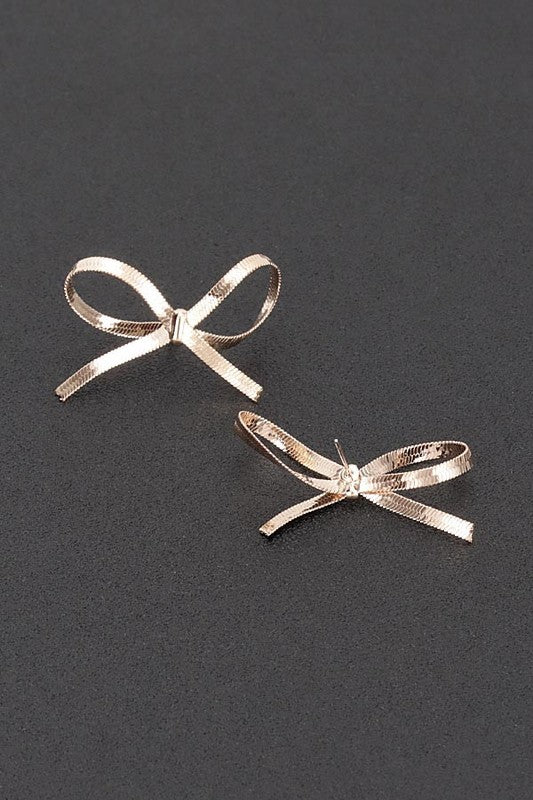 Solid Gold Bow Stud Earring