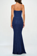 Navy Glitter Corset Maxi Dress