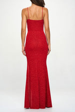 Red Glitter Corset Maxi Dress