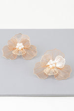 Gold Stud Flower Fringe Earring