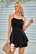 Solid Sleeveless Black Romper