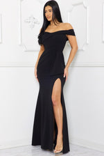 Black Off Shoulder Panel Dress