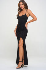 Black Glitter Sweetheart Maxi Dress