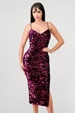 Sequin Eggplant Midi Dress