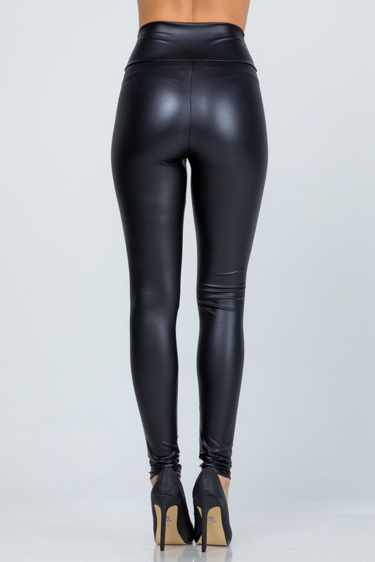 Buy Ginasy Black Faux Leather Leggings for Women High Waist