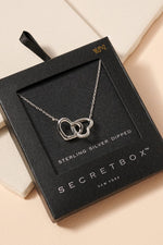 Secret Box Linked Hearts Charm Necklace - White Gold