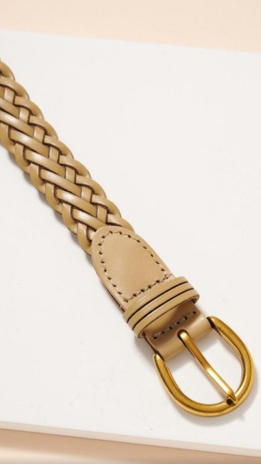 Braided Leather Belt - Beige – OWN YOUR ELEGANCE